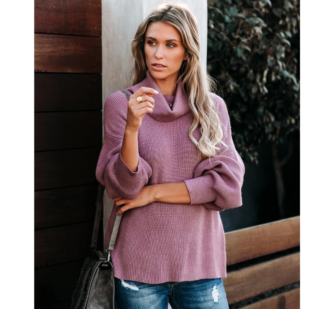FIONIA Ribbed Cowl Neck Sweater